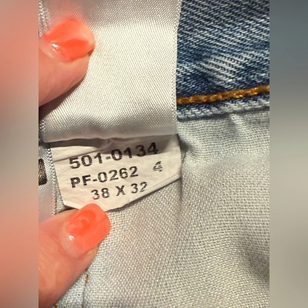 Levi's 501‎ Original Jeans 38x32 Button Fly Straight Leg Blue Denim